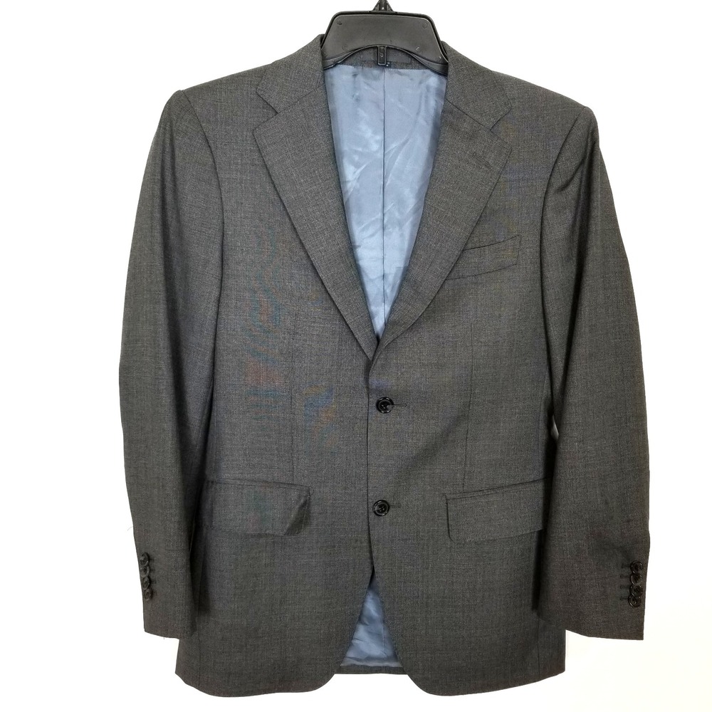 Suitsupply Men Wool Super 110's Blazer Jacket Sz 44 US 34 Gray Plaid 2 Button